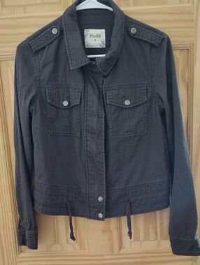 Mudd Cotton Women's/Juniors Dark Gray Utility Jacket with Snap Pockets